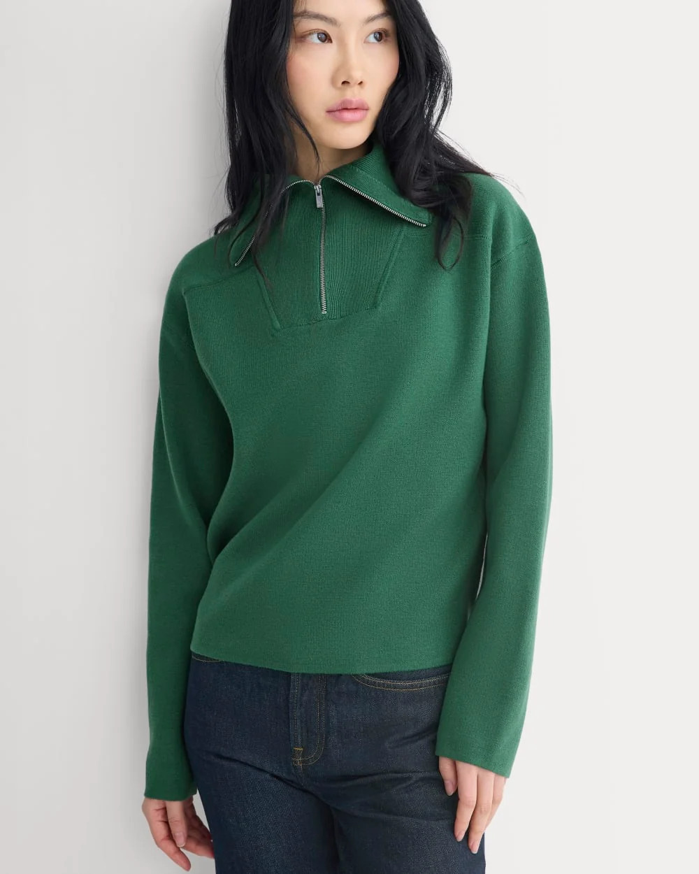 Double Knit Half-Zip in Cotton Merino | Bone/Cream/Sand/Light Camel | Everlane