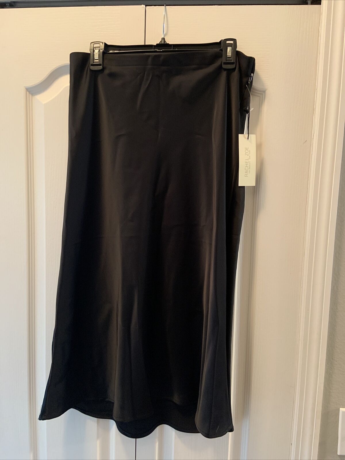 Rachel Zoe Black midi skirt Satin Like Material  Size 12 | eBay US