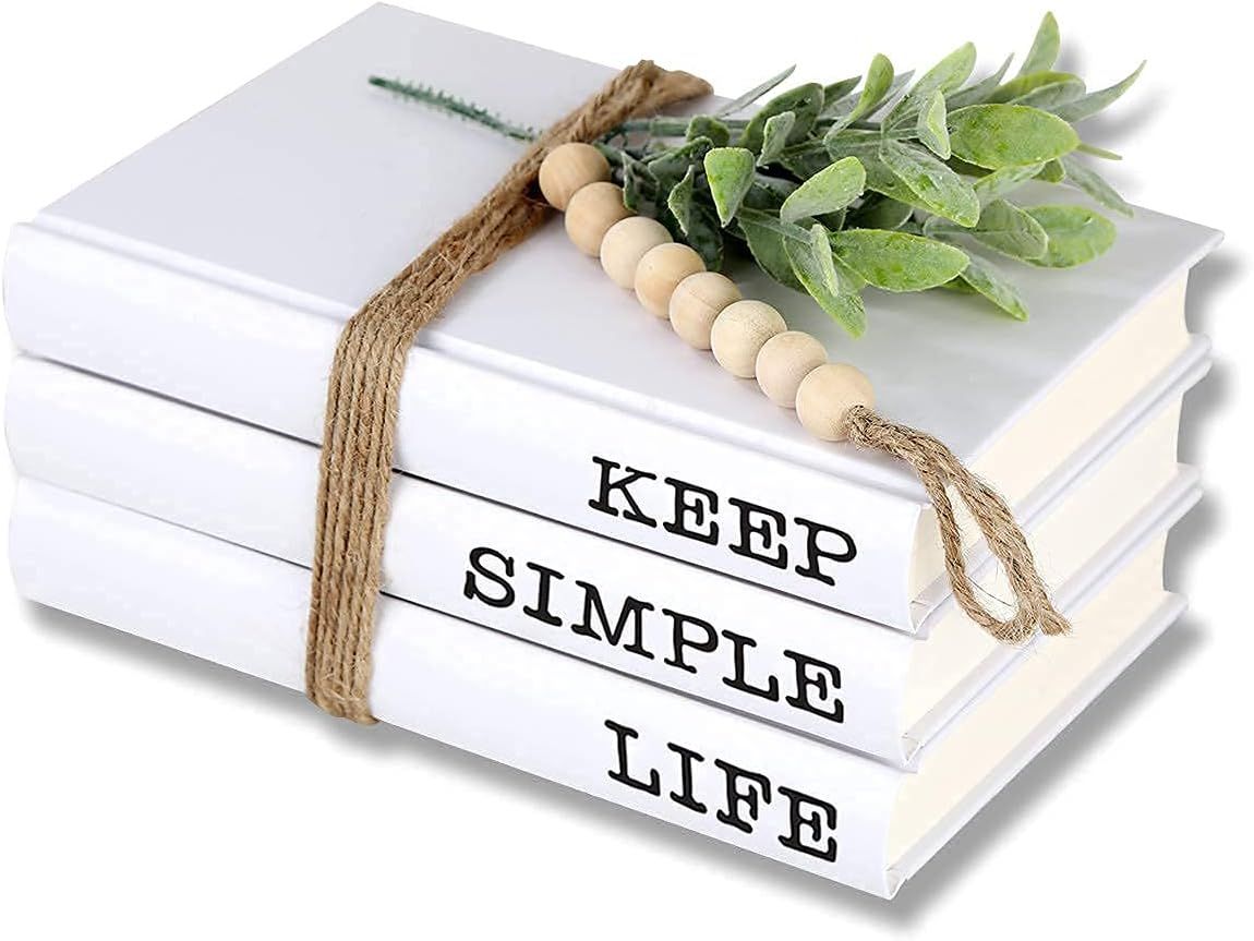 Decorative White Books,Hardcover Decorative Book,Modern Hardcover Decorative Books,KEEP|SIMPLE|LI... | Amazon (US)
