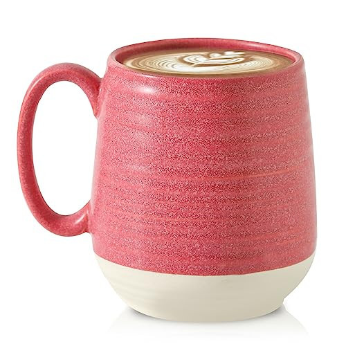 Hasense Coffee Mug, 20 oz Ceramic Coffee Cup for Hot and Cold Drink, Large Latte Mug with Comfortable Handle for Tea Coffee Cocoa, Mother's Day Gifts, 1 PCS(Pink Red) | Amazon (US)