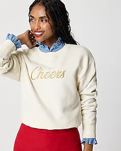 "Cheers" embroidered crewneck sweatshirt | J.Crew Factory