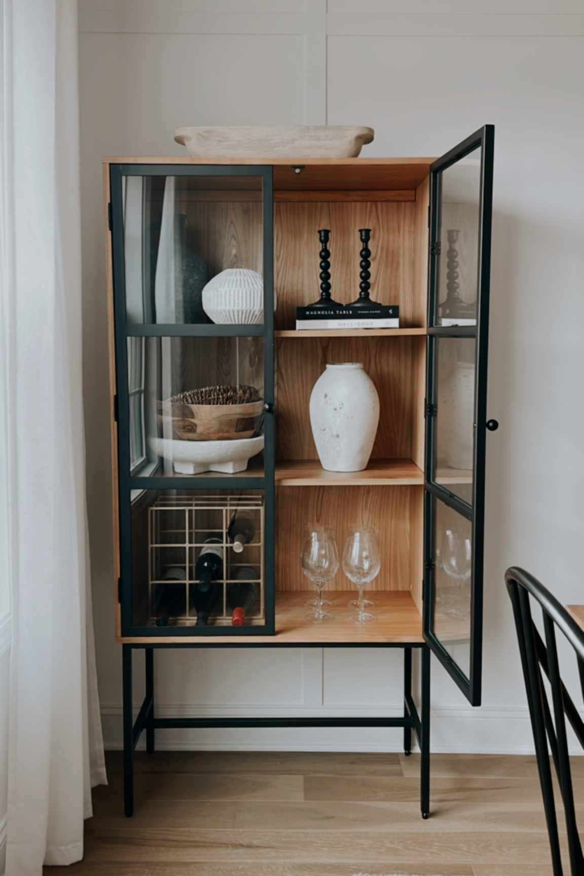 Black beaded candle holders are from Hobby Lobby (similar item linked from Walmart). Weathered vase and jug are also from Hobby Lobby outdoor pots  