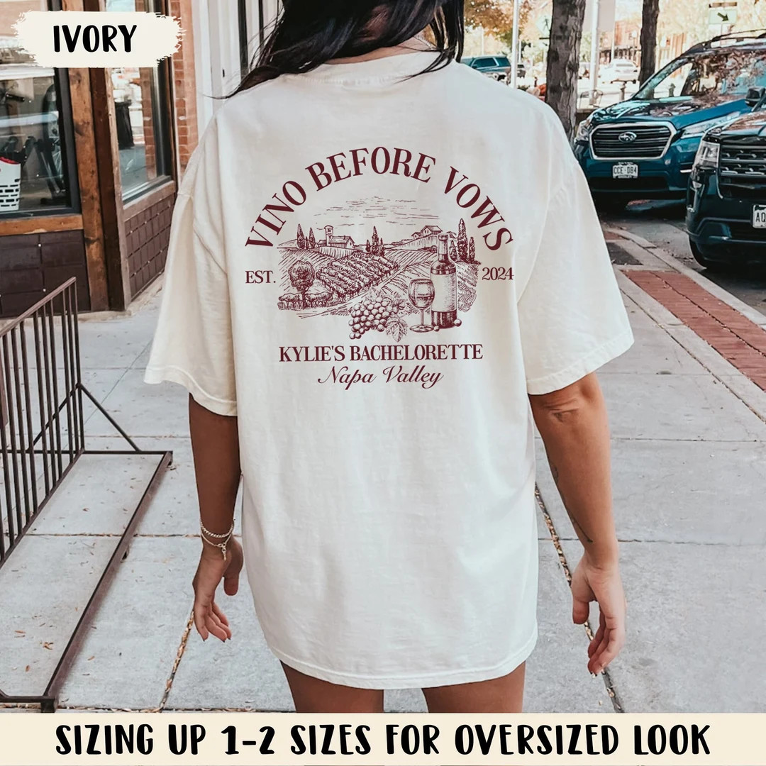 Winery Bachelorette Shirt, Custom Location Bachelorette Shirts, Vino Before Vows Bachelorette, Na... | Etsy (US)