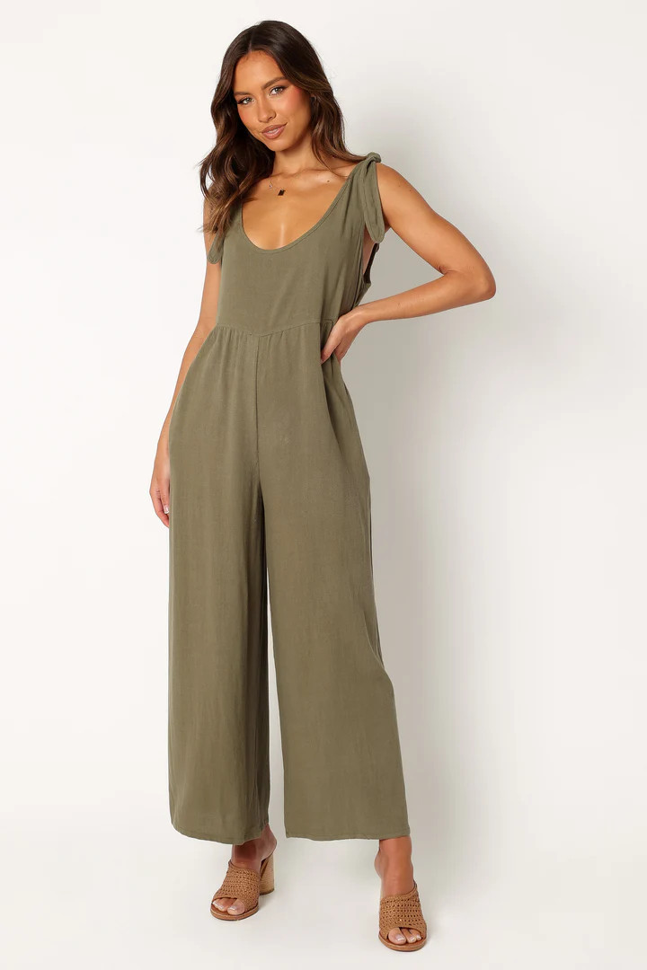 Ayla Linen Jumpsuit - Olive | Petal & Pup (US)