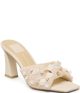 Dolce Vita Tylah Raffia Shell Ornamented Slide Dress Sandals | Dillard's | Dillard's