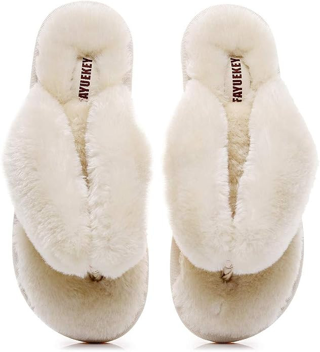 FAYUEKEY Comfort Spa Flip Flops Thong Slide for Women Girls Sexy Fuzzy Bedroom House Slippers wit... | Amazon (US)