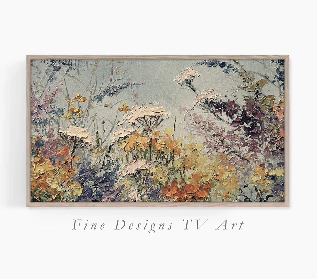 Samsung Frame TV Floral Art, Abstract Muted Color Spring Flowers Painting, Digital Download | Etsy (US)