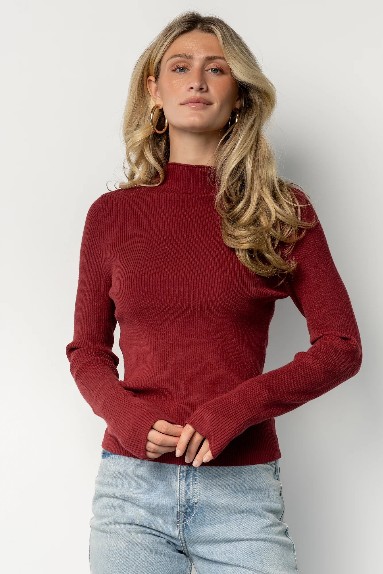 Ilsa Ribbed Sweater Top | Merlot | Baltic Born