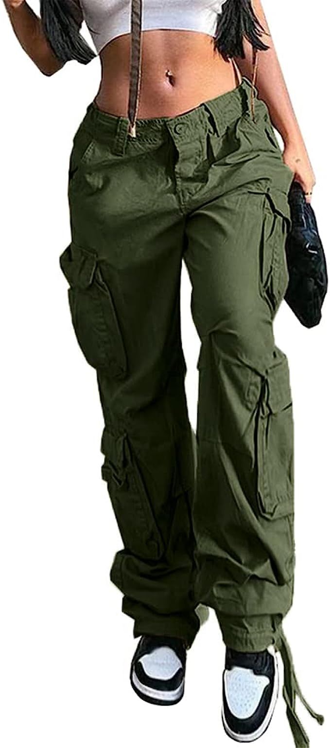 QYANGG Baggy Cargo Pants Women High Waist Pants for Women Loose Pocket Jogger Straight Wide Leg Y... | Amazon (US)