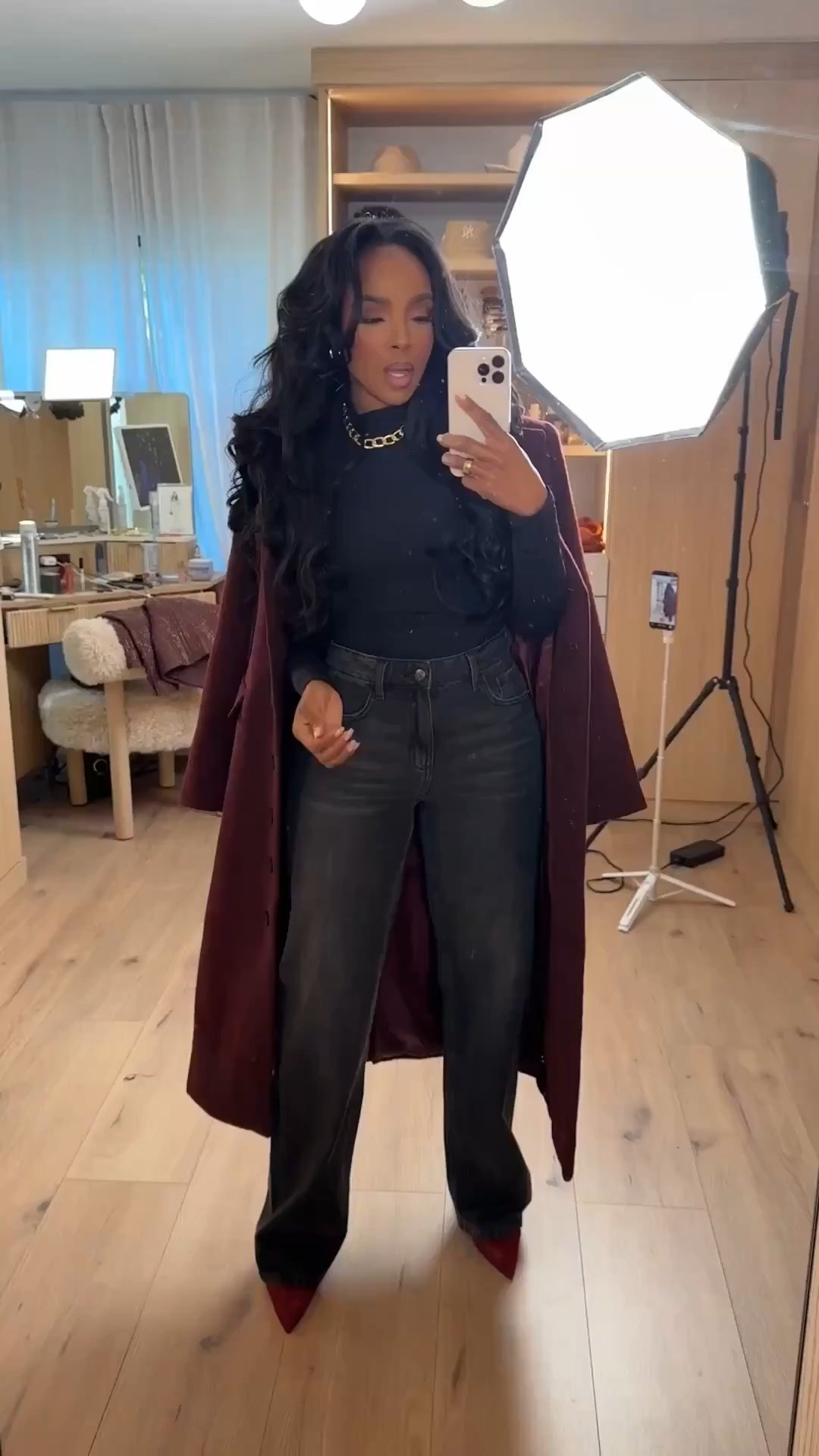 ✨ Polished layers with a cool, effortless edge — this look is all about strong basics styled with intention. The rich outer layer adds depth while the relaxed denim keeps it wearable and modern. Easy to dress up or down depending on the vibe.

Perfect for date night, dinner plans, casual meetings, or an elevated everyday look.

📏 Sizing & Fit:  
• Coat: Size Small  
• Top: Size Small  
• Jeans: 27 Long  
• Shoes: True to size  

Measurements: 5’4” | 138 lbs | 34D bust | 27” waist | 40” hips  

Tap to get details and recreate this outfit for your own closet rotation.  

Follow me on Instagram and YouTube @kirasfashionfinds

#LTKvlog #LTKgrwm #LTKValentine