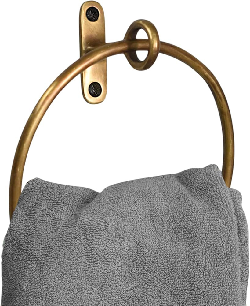 STYLENT Decor Solid Brass Towel Ring | Antique Hand Towel Hanger, Round Towel Holder for Bathroom... | Amazon (US)