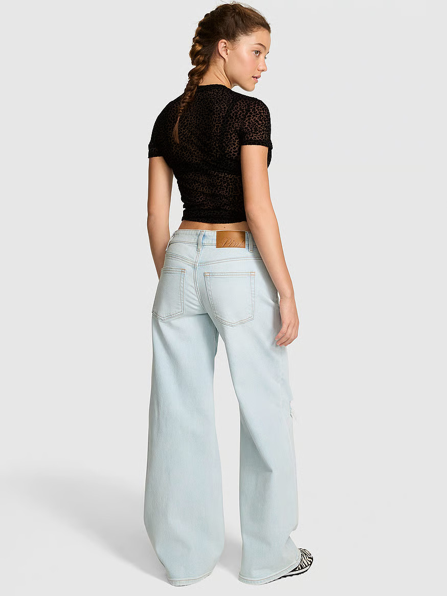 Denim by PINK Mid-Rise Baggy Wide-Leg Jeans | Victoria's Secret (US / CA )