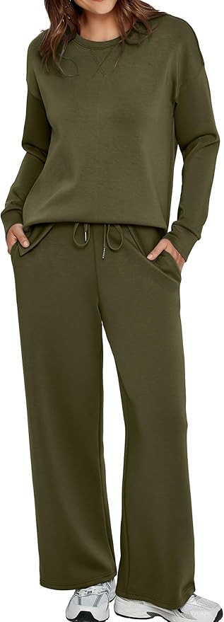 Glamaker Womens 2 Piece Lounge Set Long Sleeve Pullover Tops Long Pants Casual Sweatsuits Tracksu... | Amazon (US)