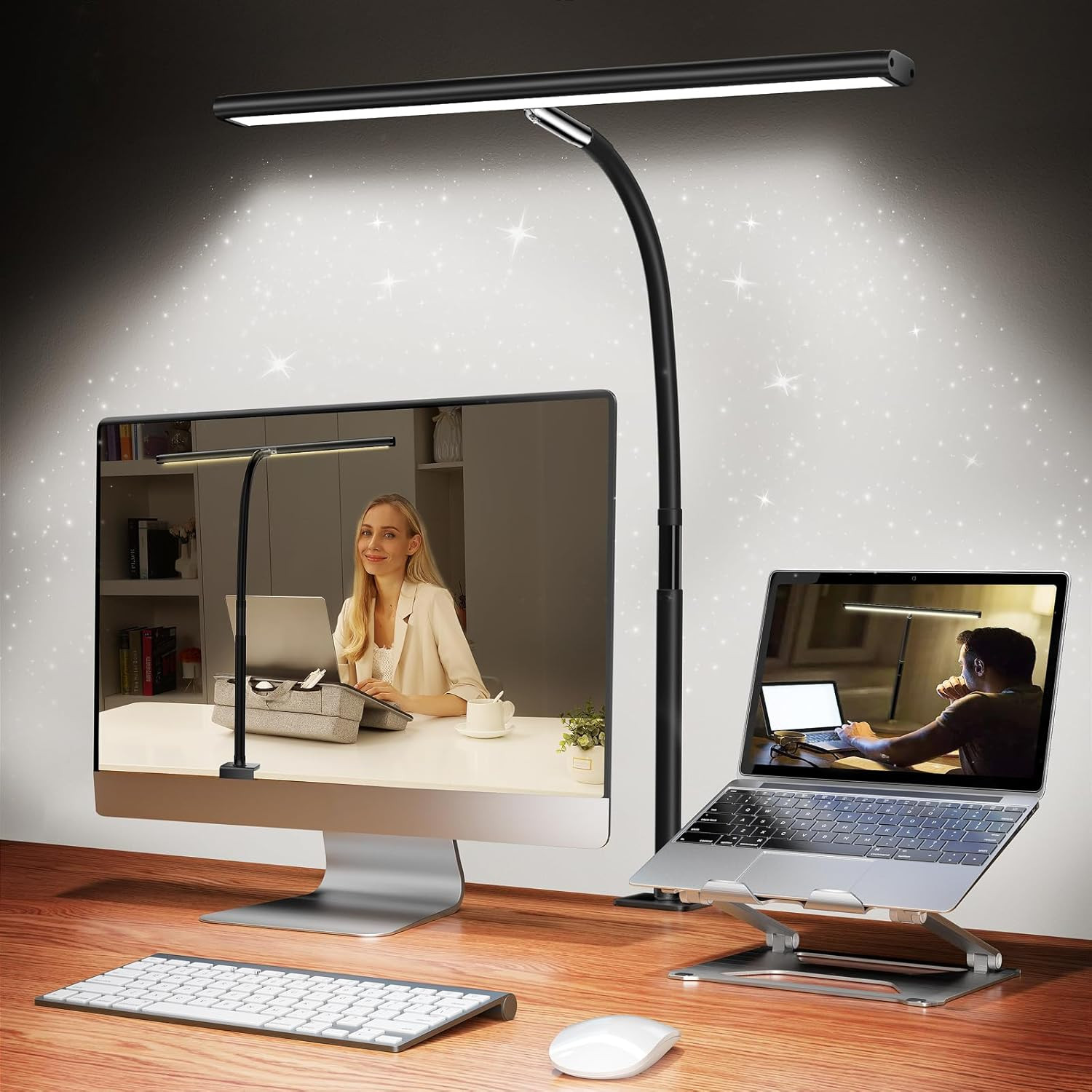 LED Desk Lamp for Office Home, Eye-Caring Desk Light with Stepless Dimming Adjustable Flexible Go... | Amazon (US)