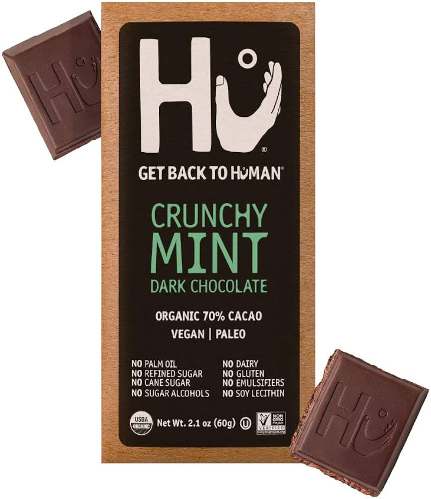 Hu Chocolate Bars | 8 Pack Crunchy Mint Chocolate | Natural Organic Vegan, Gluten Free, Paleo, No... | Amazon (US)