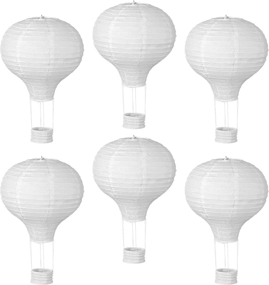 Fontien 12 inch Hot Air Balloon Paper Lanterns, 6 Pieces White Hanging Paper Lanterns, DIY Craft ... | Amazon (US)