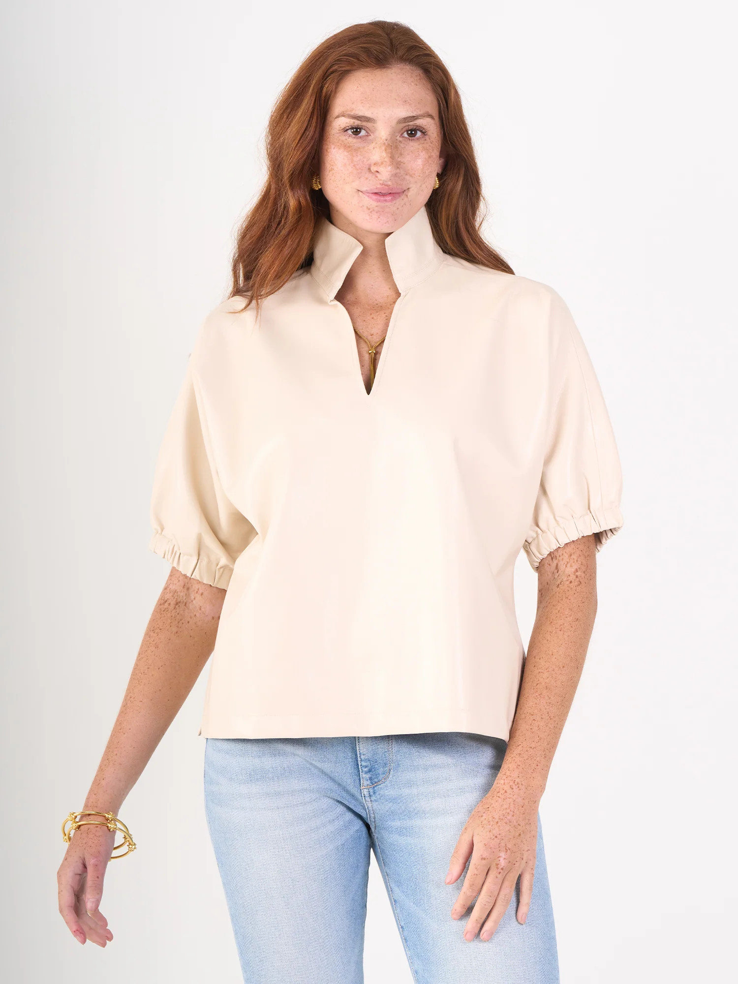 Poppy Top in Sandshell Vegan Leather – Emily McCarthy | Emily McCarthy