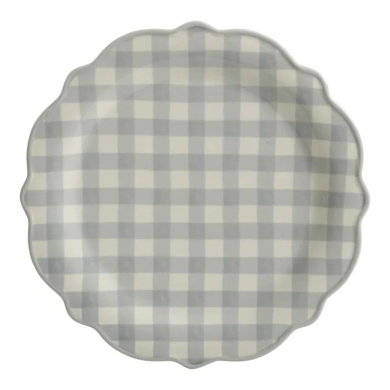 The Pioneer Woman Gray Gingham Round 10.75-Inch Round Ceramic Dinner Plate | Walmart (US)