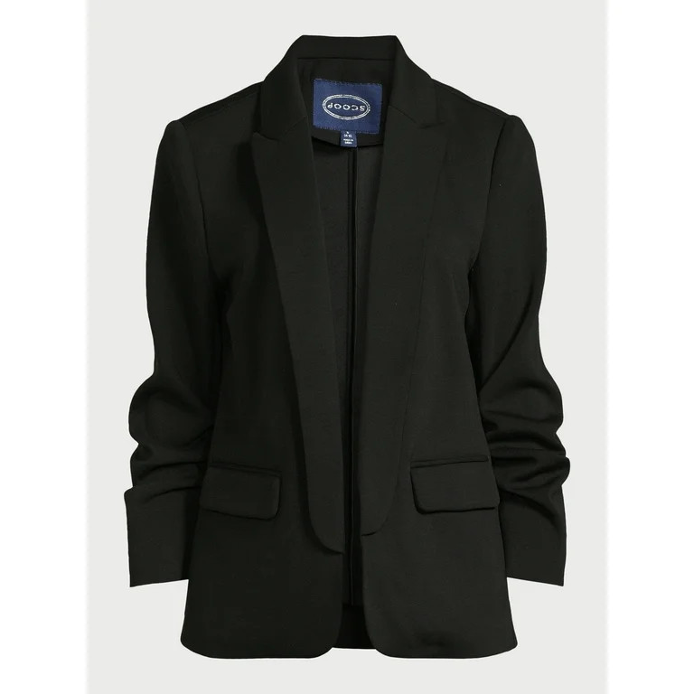 Scoop Women's Relaxed Scuba Knit Stretch Blazer with Scrunch Sleeves, Sizes XS-XXL - Walmart.com | Walmart (US)