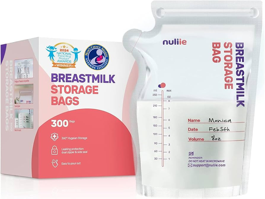Nuliie 300 Pcs Breastmilk Storage Bags, 8 OZ Breast Milk Storing Bags, BPA Free, Milk Storage Bag... | Amazon (US)