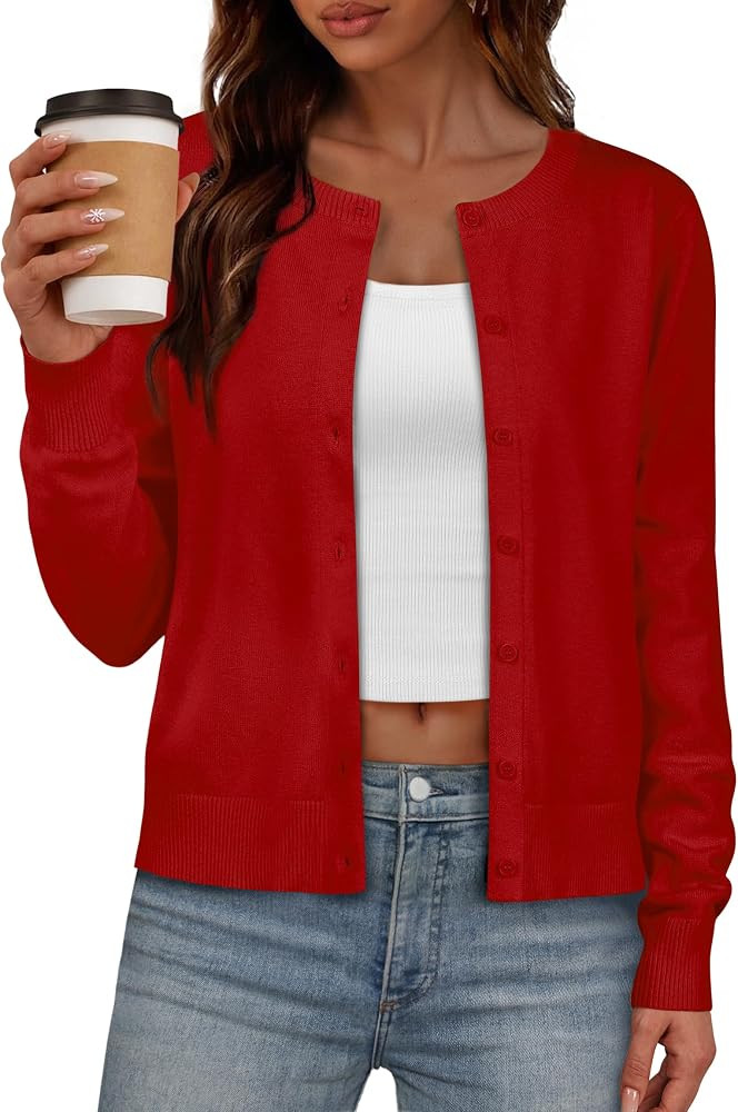 IWD Women's Cardigan Sweaters Long Sleeve Lightweight Button Down Fall Tops | Amazon (US)