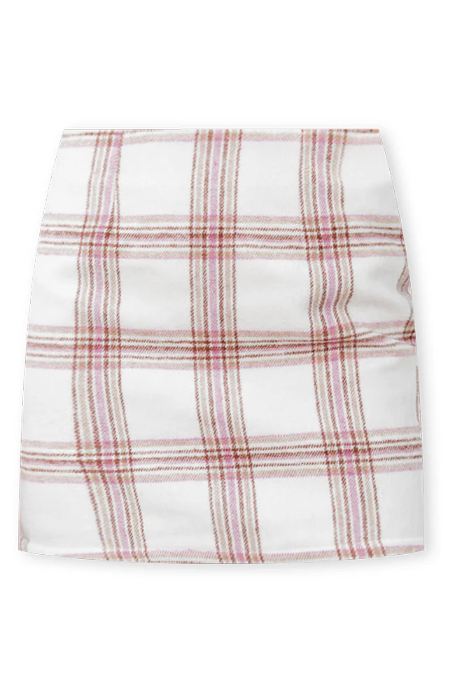 Follow Your Dreams Pink And Brown Plaid Mini Skirt FINAL SALE | Pink Lily