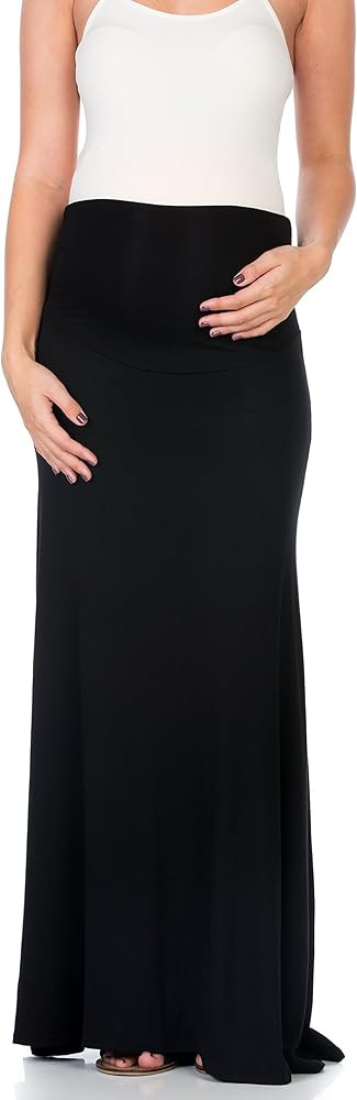 My Bump Women's High Waisted Floor Length Maternity Maxi Skirt with Tummy Control(Made in USA) | Amazon (US)
