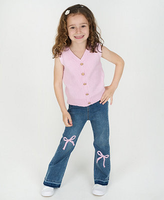 Rare Editions Girls' 4T-6X Sweater Vest and Flare Jeans, 2-Piece Set - Macy's | Macy's