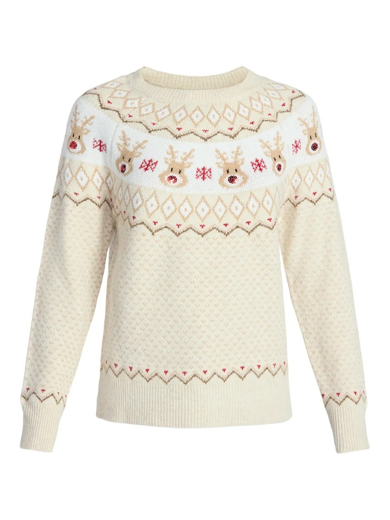Holiday Time Women's and Women's Plus Pretty Christmas Sweater, Sizes XXS-3X - Walmart.com | Walmart (US)