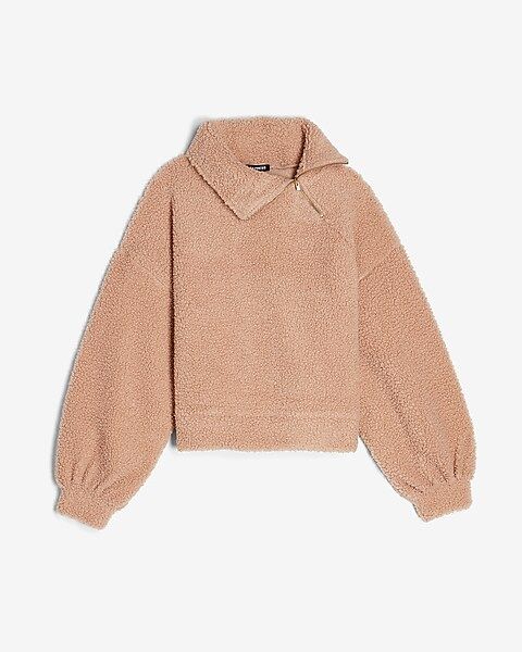 Cozy Asymmetrical Zip Sherpa Sweatshirt | Express