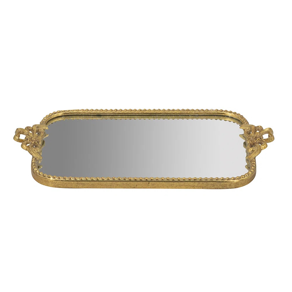 House of Hampton® Marielene Gold Iron Tray with Mirrored Surface | Wayfair | Wayfair North America