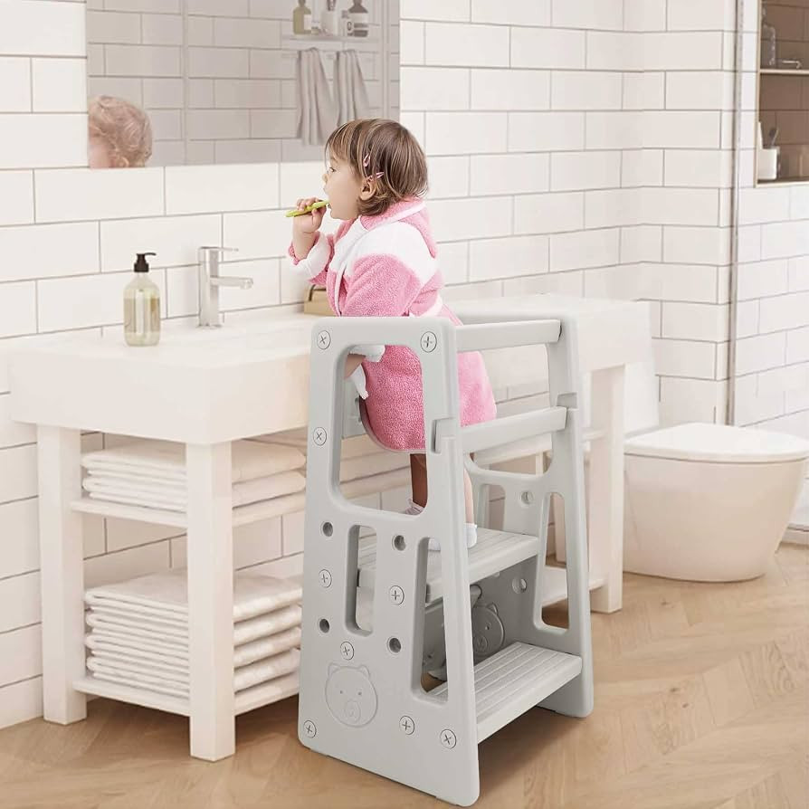 Nursery Kitchen Step Stool w/ 3 Adjustable Heights Toddler Standing Tower Kids Learning Stool w/D... | Amazon (US)