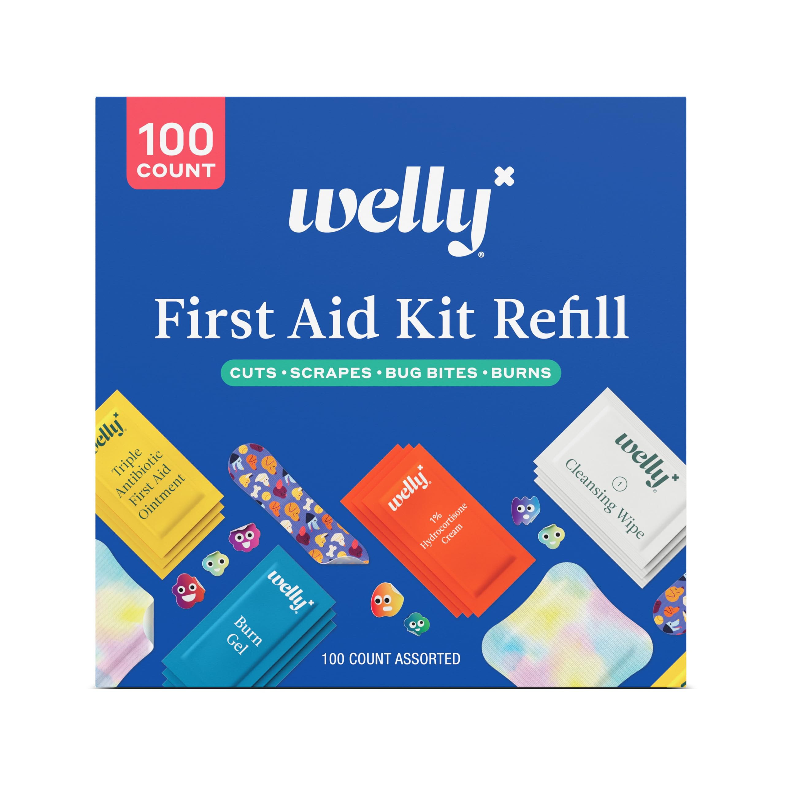 Welly First Aid Kit Refill Carton | Includes Individual Bandages, Cleansing Wipes, Antibiotic Pac... | Amazon (US)