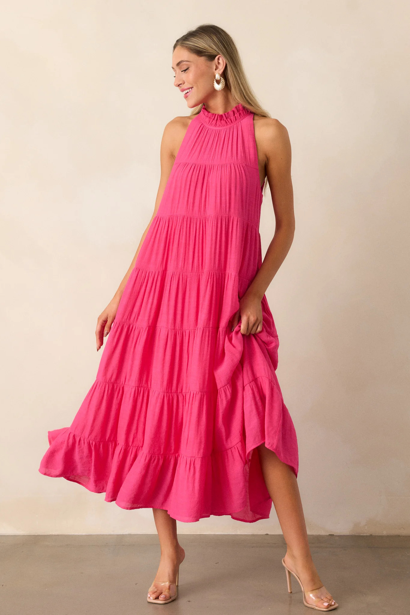Take Me Dancing Hot Pink Maxi Dress | Red Dress