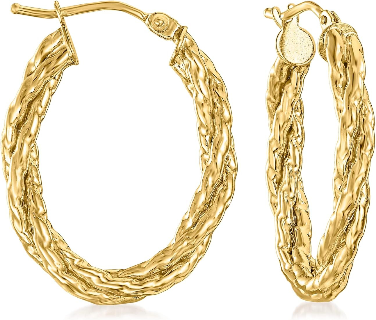 Ross-Simons Italian 14kt Yellow Gold Twisted Oval Hoop Earrings | Amazon (US)