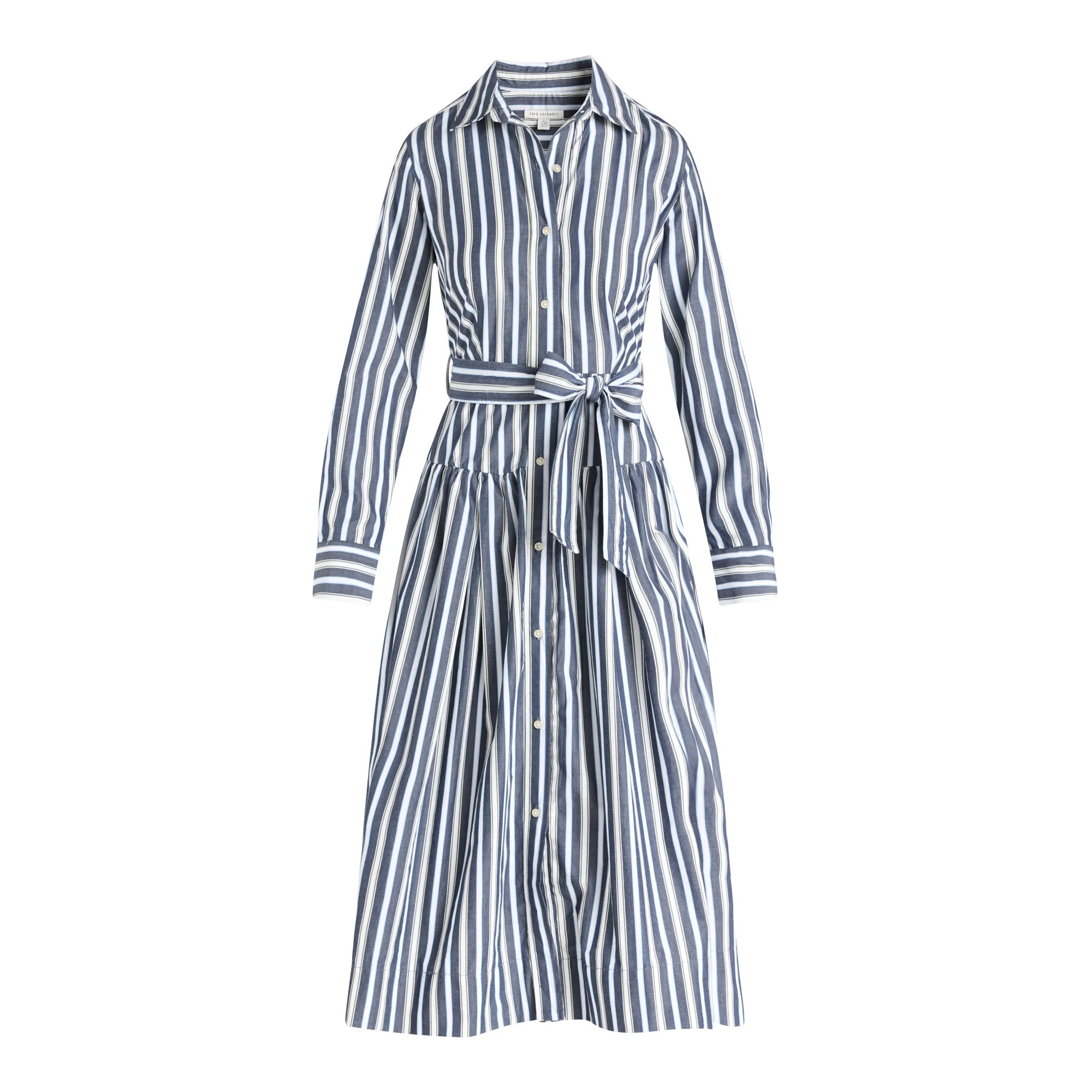 Free Assembly Women's and Women’s Plus Belted Cotton Maxi Shirtdress with Long Sleeves, Sizes X... | Walmart (US)