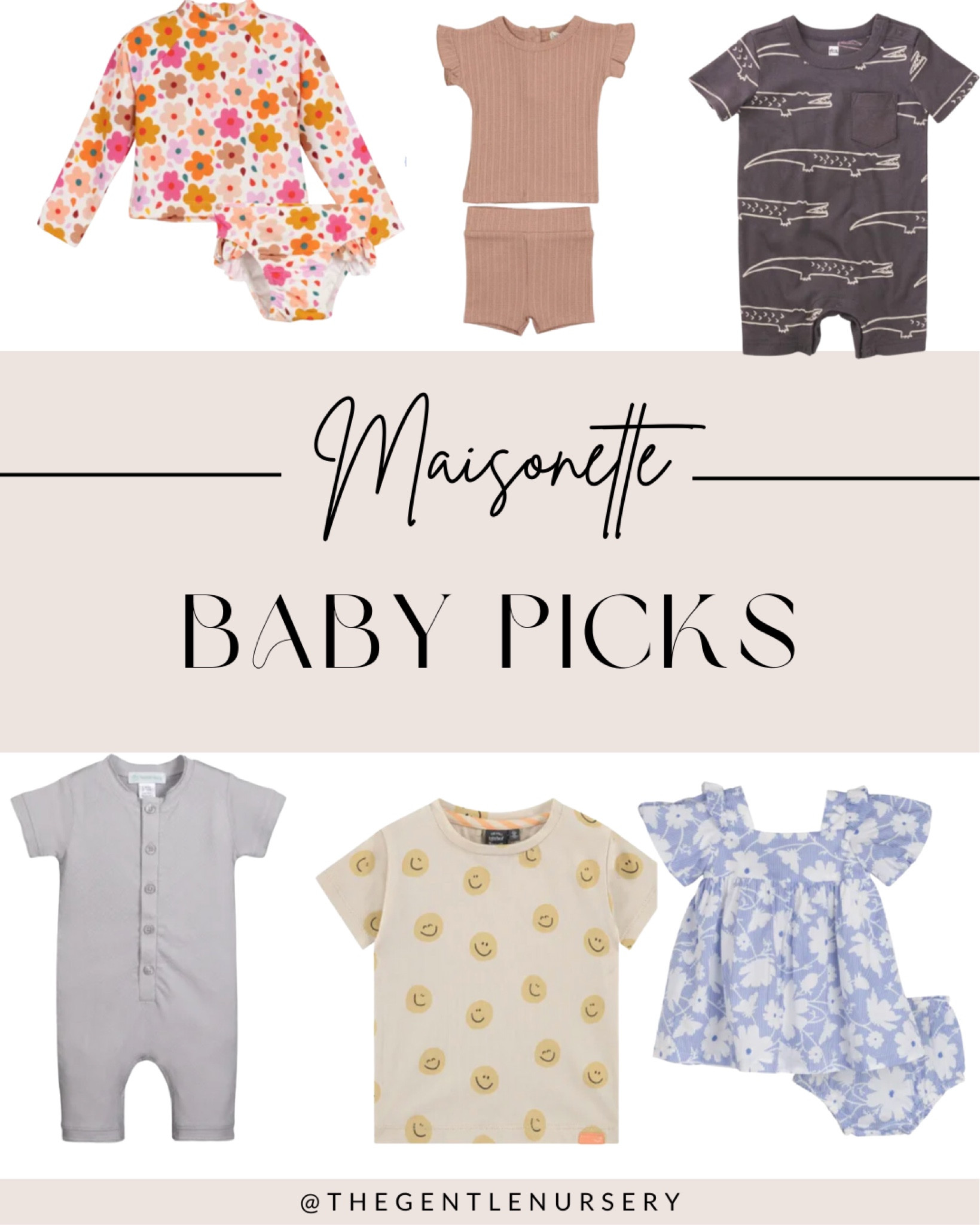 Maisonette baby picks, bathing suits, ribbed two piece set, alligator onesie, baby onesie, smiley faces, floral two piece set 

#LTKstyletip #LTKbaby #LTKSeasonal