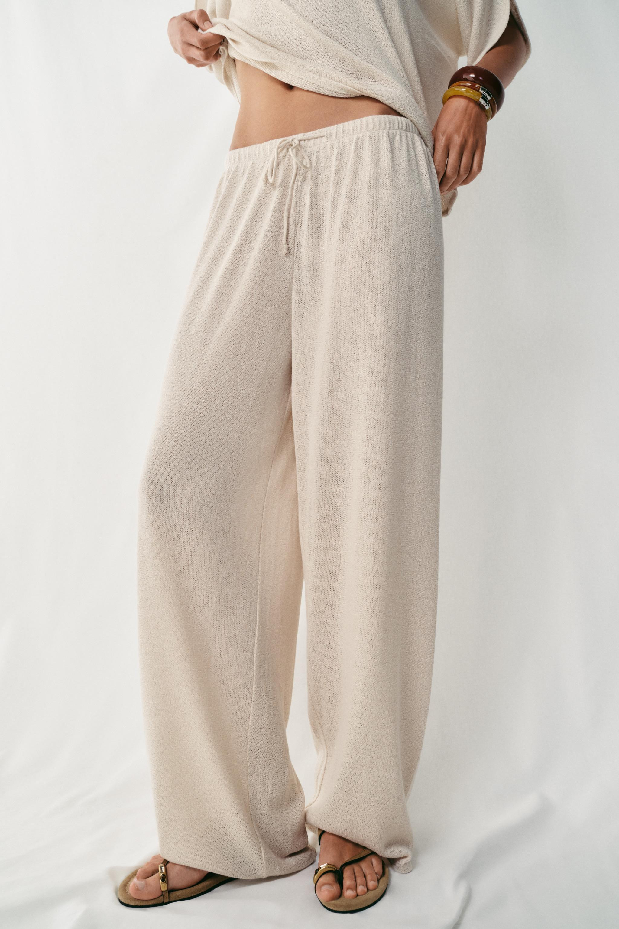 RUSTIC WIDE-LEG TROUSERS | Zara UK