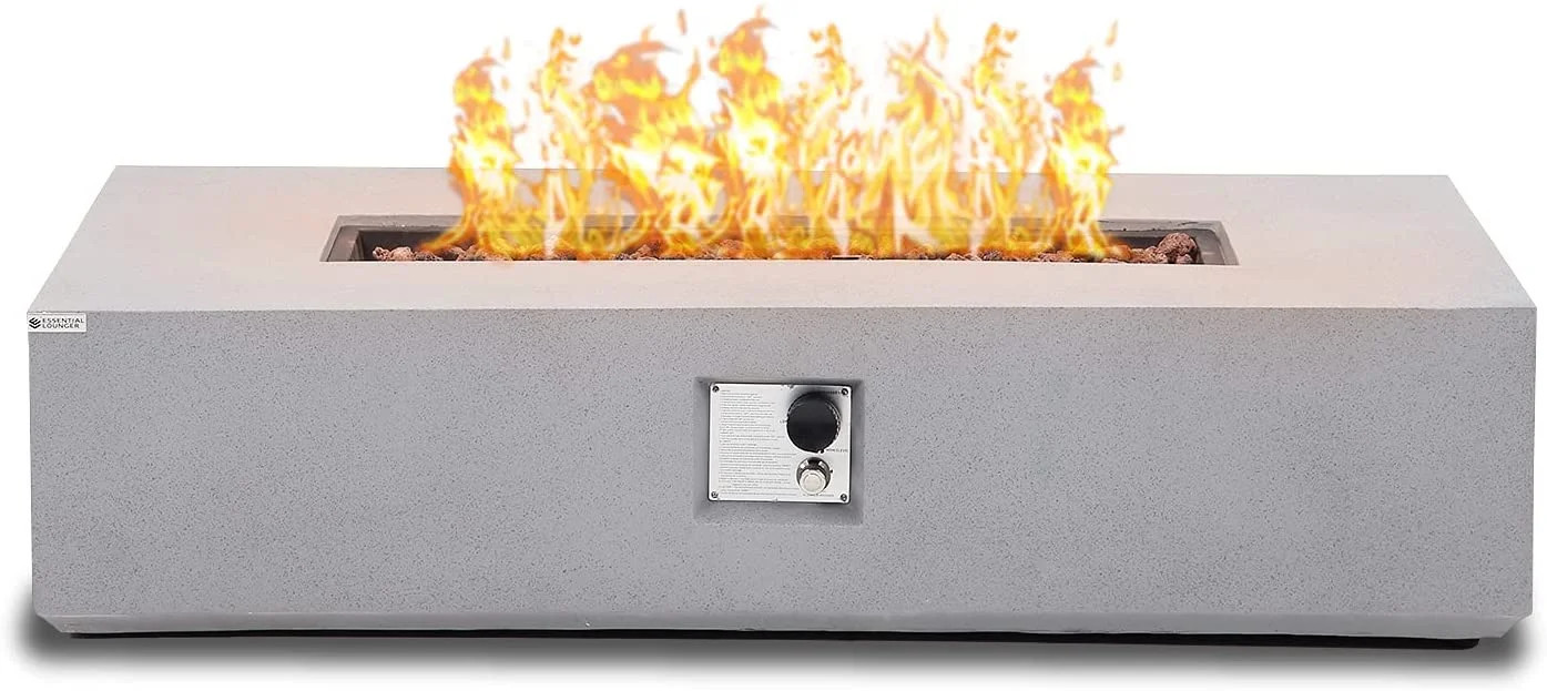 ESSENTIAL LOUNGER 56”Propane Fire Pit Table, 50,000 BTU Rectangle Outdoor Propane Fire Pit for ... | Walmart (US)