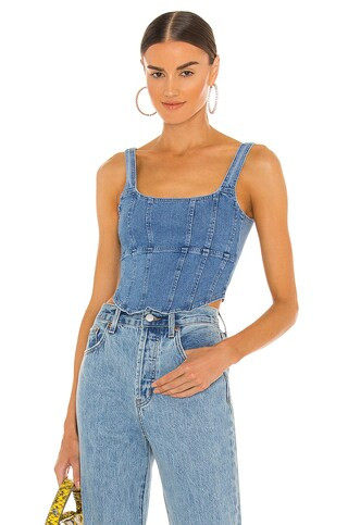 OW Collection X REVOLVE Demi Top in Light Blue Denim from Revolve.com | Revolve Clothing (Global)