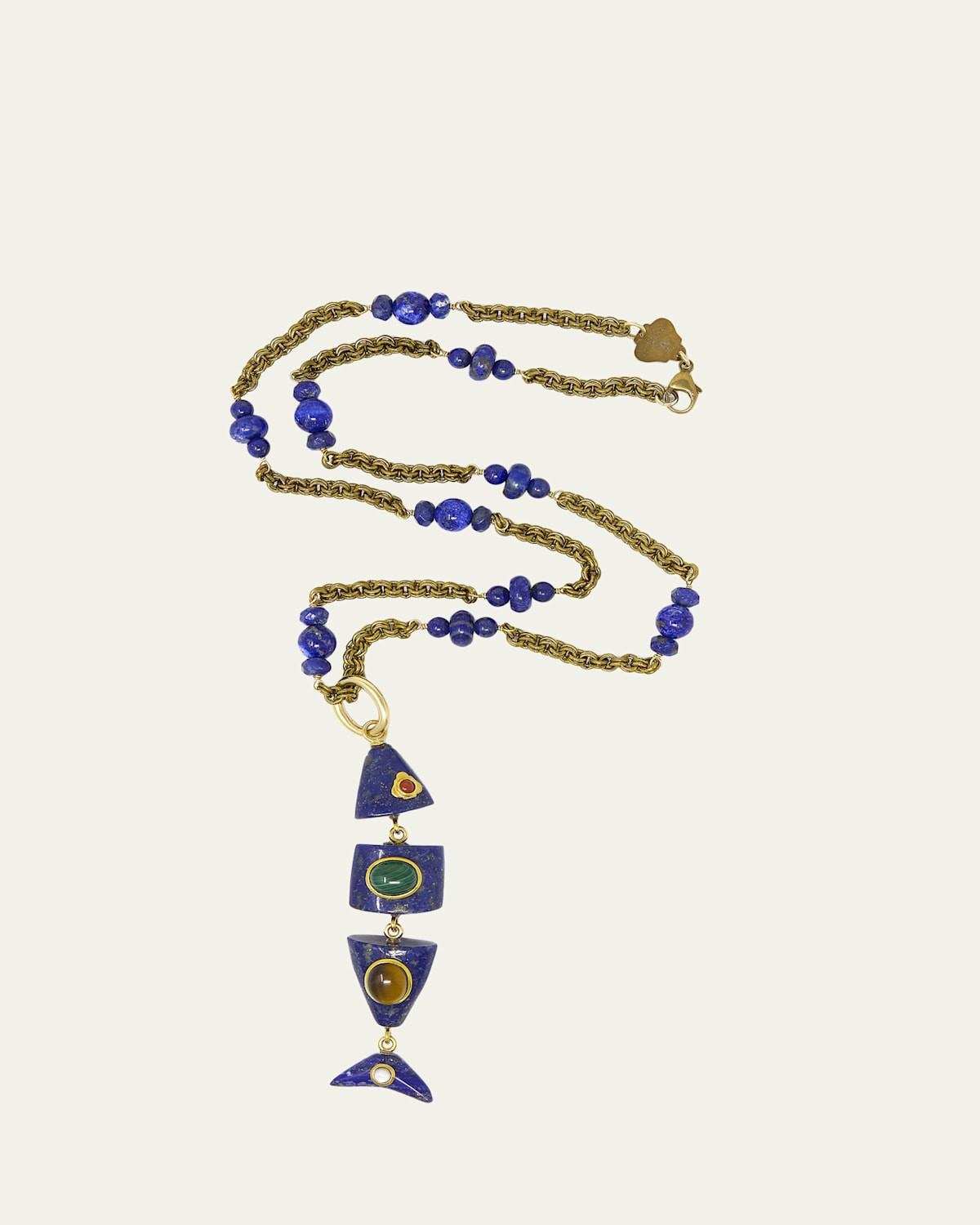 Lapis, Malachite and Tiger's Eye Fish Pendant Necklace | Bergdorf Goodman