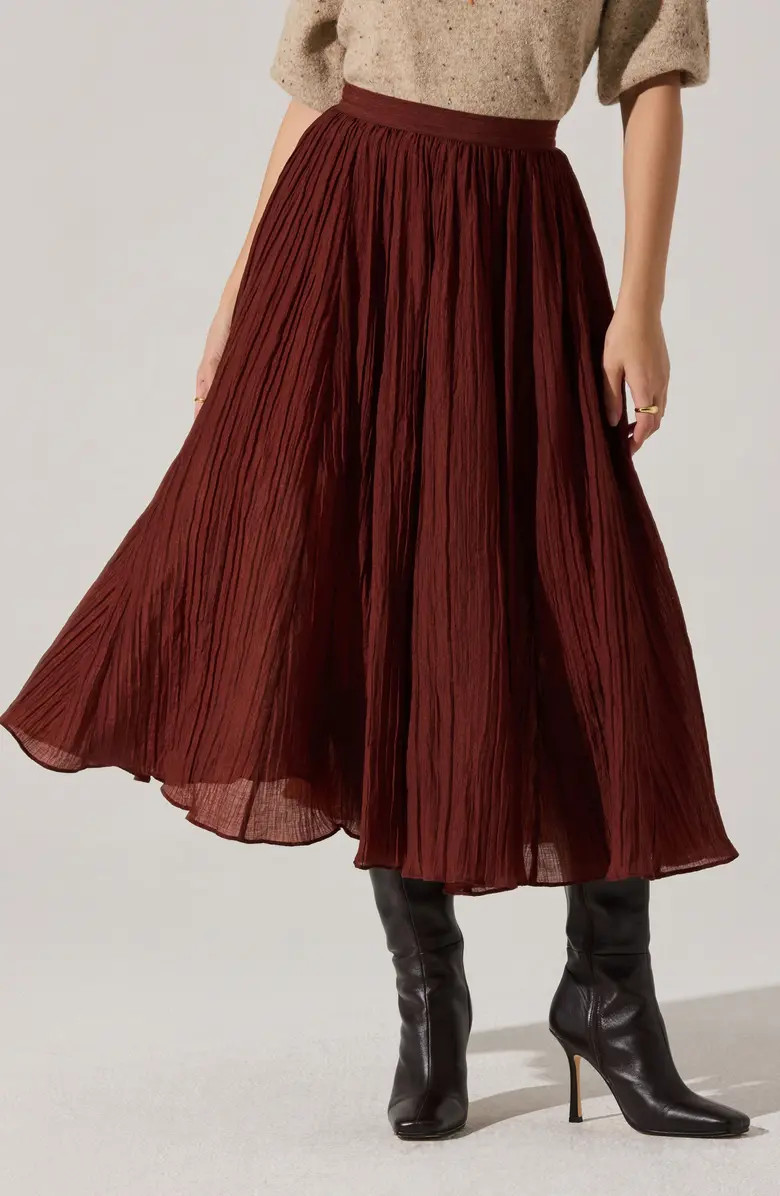 Salome Pleated A-Line Midi Skirt | Nordstrom