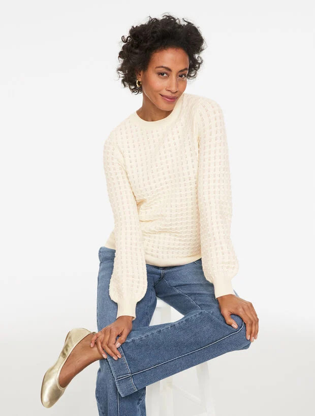 Pointelle Crewneck Pullover | Talbots