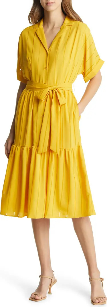 TAHARI ASL Drop Needle Georgette Shirtdress | Nordstrom | Nordstrom