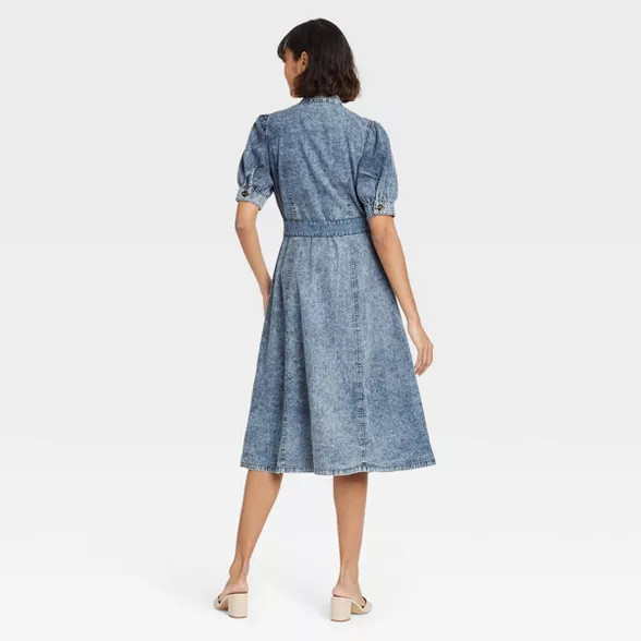 Women's Puff Short Sleeve Dress - Who What Wear™ Blue | Target