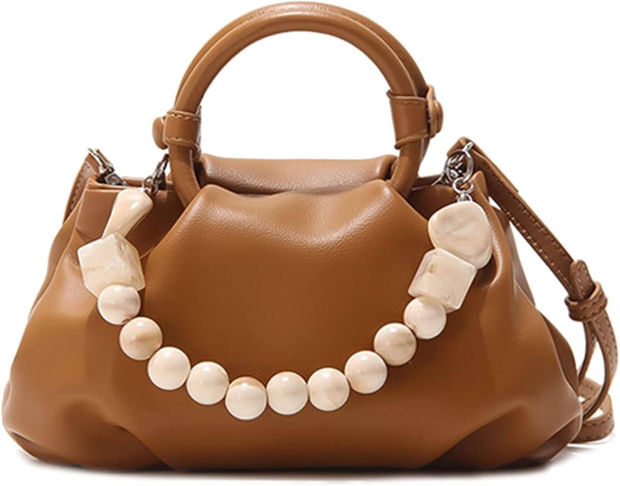 Women's Chain Pouch Bag，Cloud-Shaped Dumpling Clutch Purse， Ruched Chain Link Shoulder Handba... | Amazon (US)