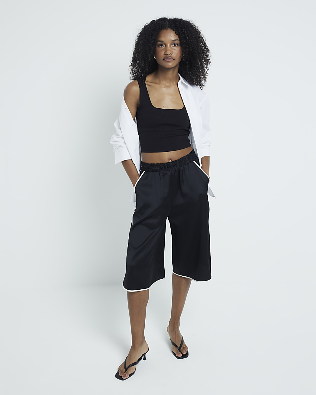 Black Square Neck Cami Vest | River Island (UK & IE)