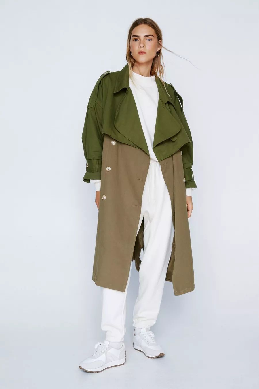 Two Tone Belted Oversized Trench Coat | Nasty Gal US