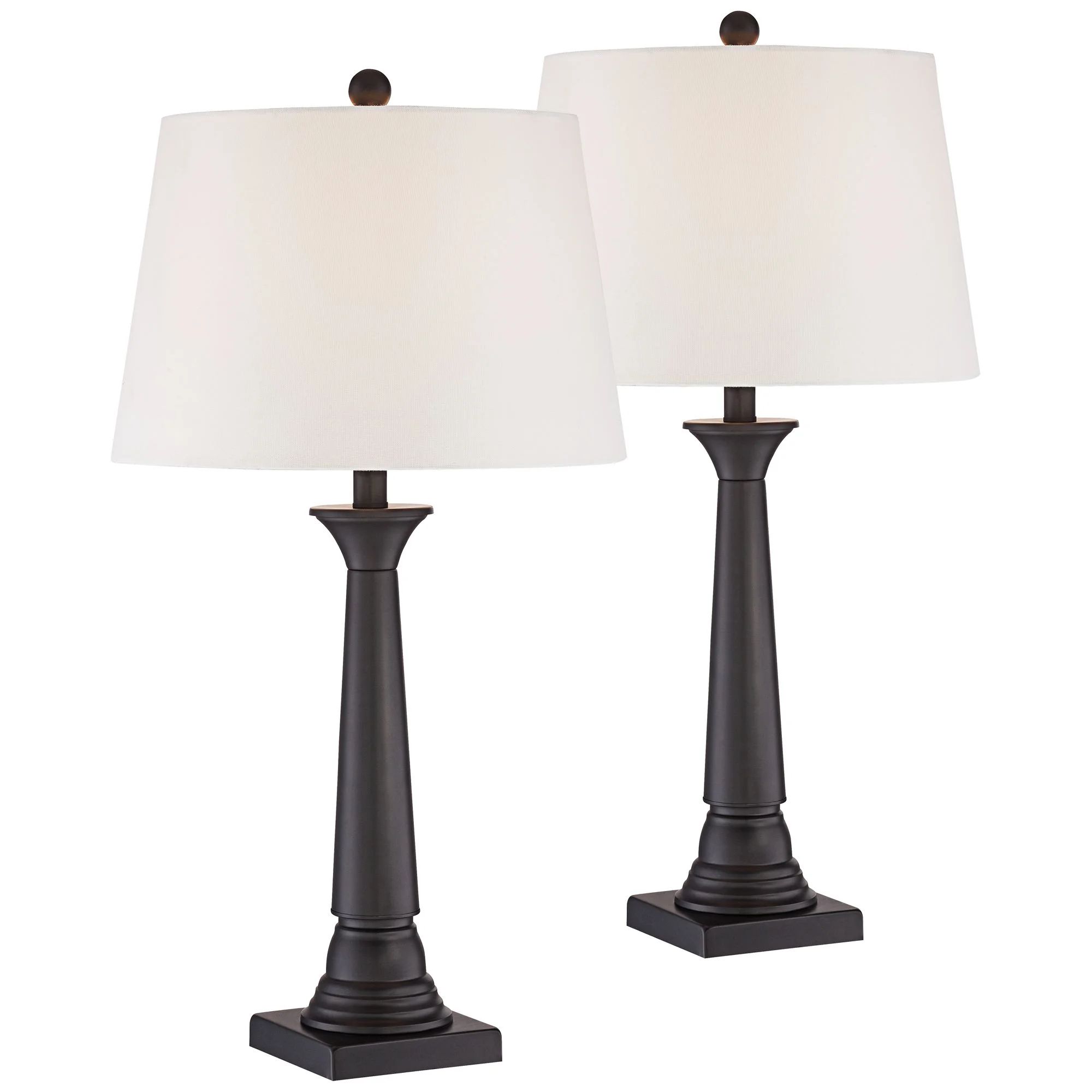 360 Lighting Modern Table Lamps Set of 2 Deep Bronze Tapered Column Off White Drum Shade for Livi... | Walmart (US)