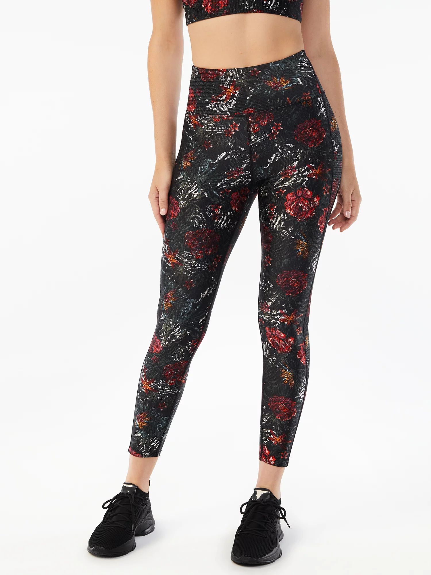 Sofia Active by Sofia Vergara Women's Ribbed Shine Print 25" Leggings - Walmart.com | Walmart (US)